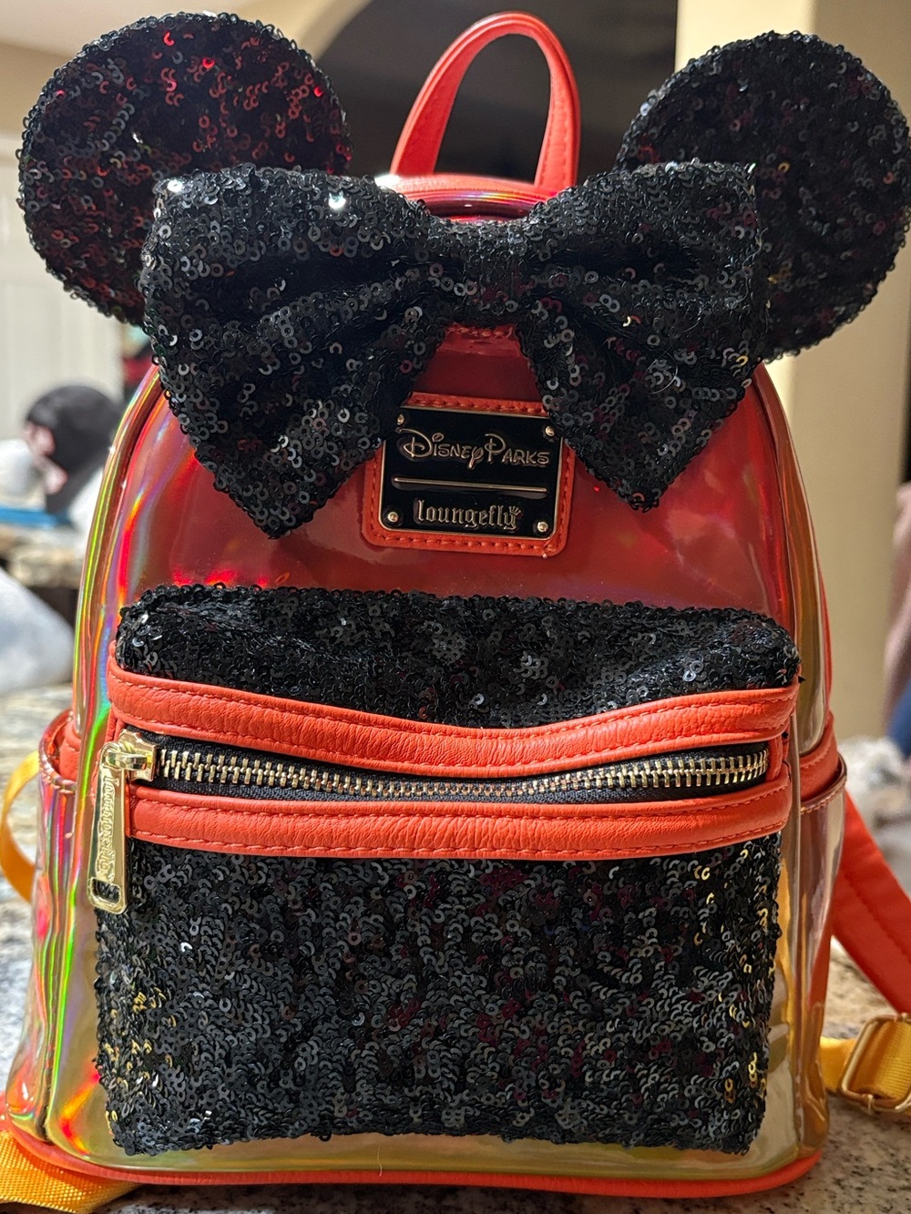 Disney Sequin Minnie Ear Mini Backpack - Red & Black